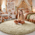 Amdrebio Beige Round Area Rug 6Ft by Amdrebio