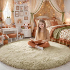 Amdrebio Beige Round Area Rug 6Ft by Amdrebio