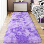 Soft Runner Rugs for Bedroom Hallways, 2x6 Tie-Dyed Purple Fluffy Shag Throw by Ailyei