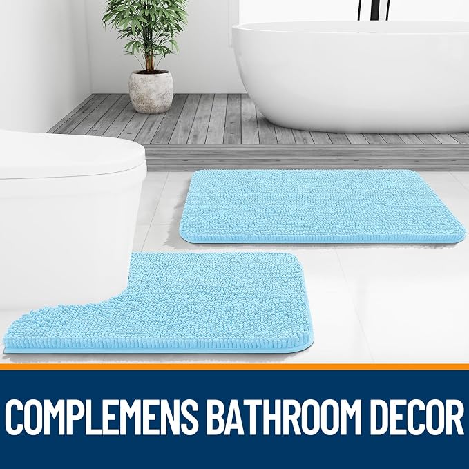 OLANLY Bathroom Runner Rugs 47x17, Soft Absorbent Chenille Bath Rugs, Rubber - Image 7
