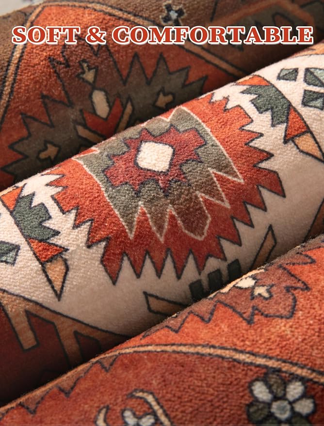 SERISSA Boho Washable Runner Rug, 2x6 Rug Runner Non-Slip Vintage Terracotta - Image 5