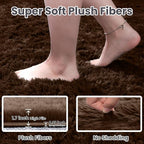 2x6 Bedside Area Rugs for Bedroom: Soft Fluffy Shag Brown Rug for Hallway - Image 4