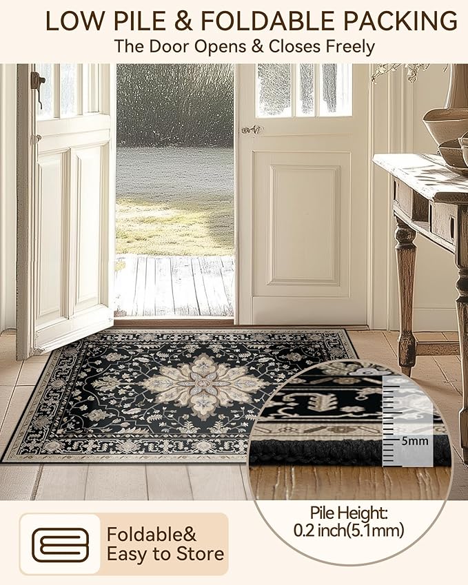 RELEANY Area Rugs Runner 2'x10' Washable Non-Slip, Floral Vintage Distress - Image 7