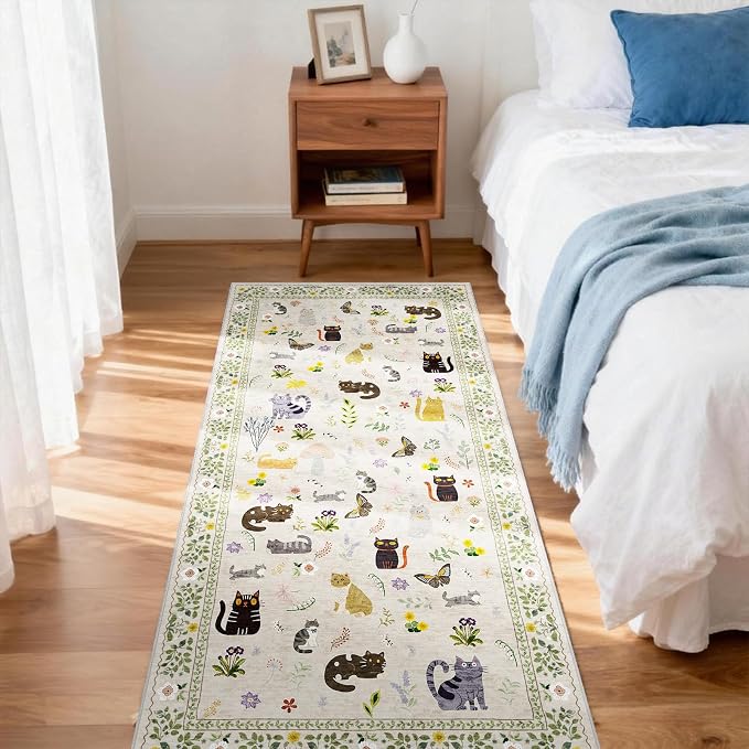 2x5 Washable Rug Runner, Non Slip Low Pile Hallway Cat Runner Rug, Stain - Image 8
