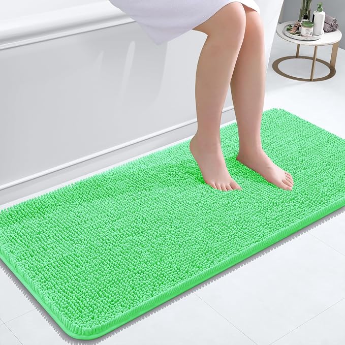 OLANLY Bathroom Runner Rugs 47x20, Soft Absorbent Chenille Bath Rugs, Rubber by OLANLY