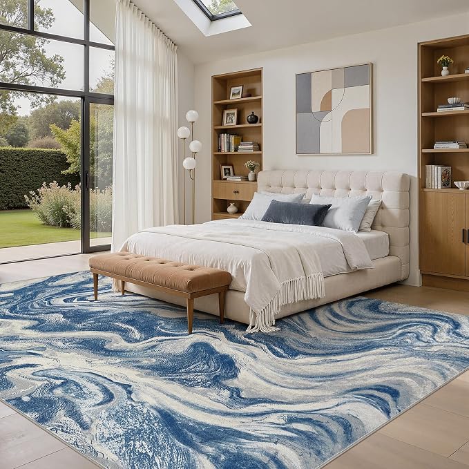 DMOYEST 9x12 Area Rug for Living Room:Washable Modern Neutral Abstract Rug - Image 6