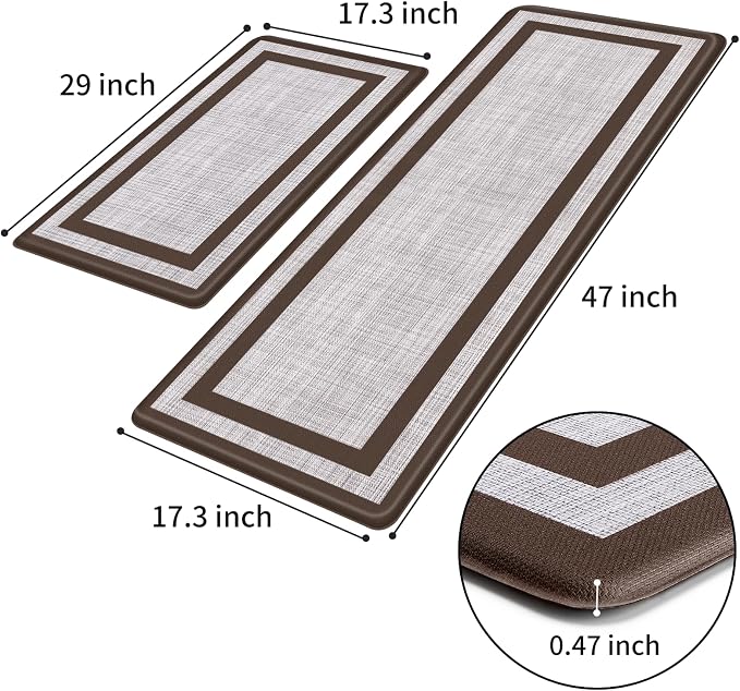 Mattitude Kitchen Mats Set of 2 Cushioned 0.47 inch Thick Rugs Non-Skid - Image 2