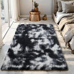 Fluffy Rug Shag Area Rug, Mottling Black 3x5 Area Rugs by Yongyangjuxi
