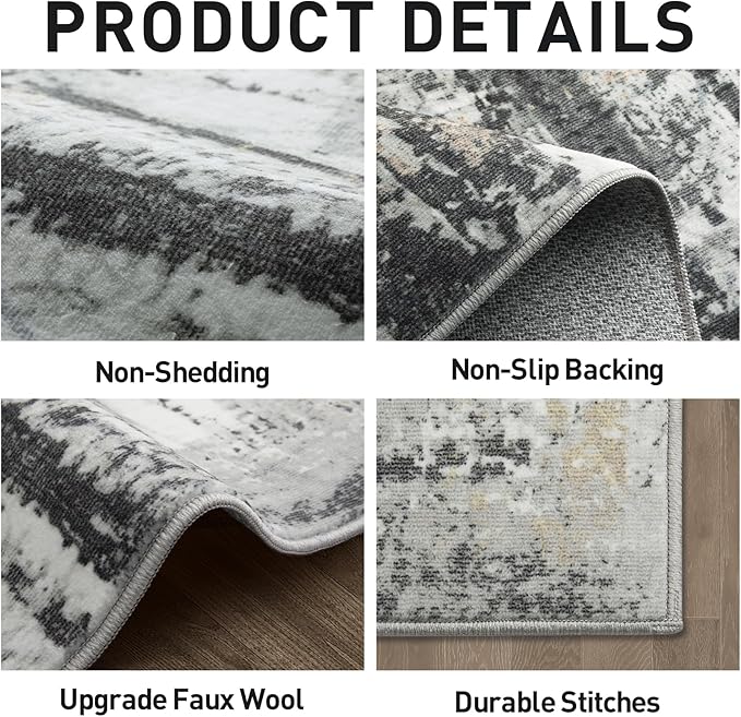 4x6 Area Rugs Washable Rug: Modern Abstract Living Room Rug Soft Anti-Skid Thin - Image 4