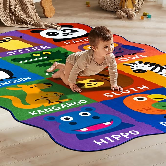 Kids Rugs for Playroom, 4x6 Feet Upgrade Ultra Non Slip Area Rug, Washable Play - Image 8