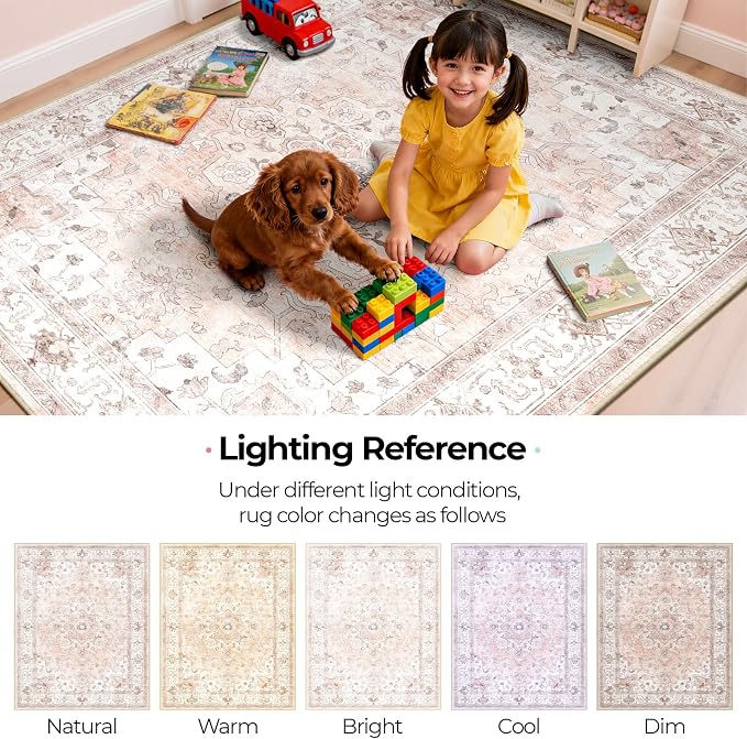 CAPALOCA Machine Washable Rugs Nursery Rug 6x9 Cute Girl Non Slip Low Pile - Image 8