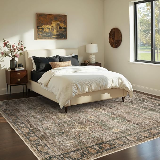 Rugxara Brown 5x7 Area Rugs for Living Room Bedroom, Large Washable Rug - Image 2