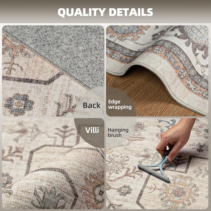 Washable Rugs 8x10 Area Rugs for Living Room, Ultra Soft Faux Wool Retro Carpets - Image 2