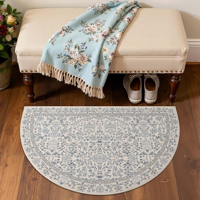 jinchan Zenith Blue Floral Area Rug - Image 5