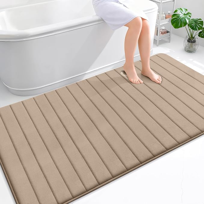 OLANLY Memory Foam Bath Mat 70x46, Super Soft Absorbent Bathroom Rugs, Quick Dry by OLANLY