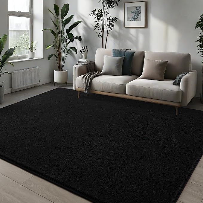 Pettop 7x10 ft Black Area Rugs for Bedroom Living Room, Washable Memory Foam - Image 3
