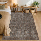 Latte&Fog 4x6 Rug for Living Room, Vintage Brown Washable Area Rug, Boho Floral - Image 3