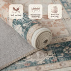 Rugxara 8X10 Orange Boho Rug, Large Washable Area Rugs - Image 7