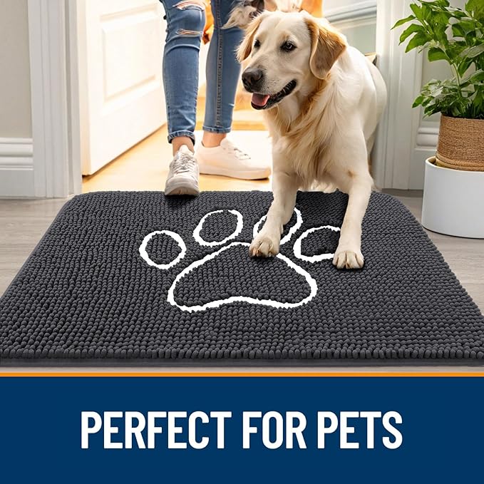 OLANLY Dog Door Mat for Muddy Paws 59x20, Paw Print Design, Absorbs Moisture - Image 6