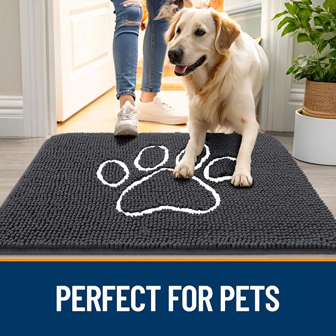 OLANLY Dog Door Mat for Muddy Paws 30x20, Paw Print Design, Absorbs Moisture - Image 6