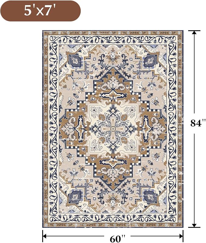Rugflix 5x7 Area Rug for Living Room, Machine Washable Area Rugs - Image 2