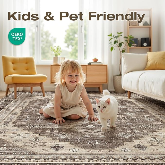 5x7 Washable Area Rug, Large Rugs - Image 4