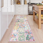 LIVEBOX Pink 2 x 6 Runner Rug for Hallways, Patchwork Washable Rug for Bedroom - Image 2