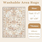 SERISSA Boho Area Rug 5x7 Peach Cream, Washable Large Rugs - Image 6