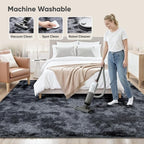 8x10 Area Rugs for Living Room Bedroom: Black Grey Soft Fluffy Shag Upgrade - Image 7