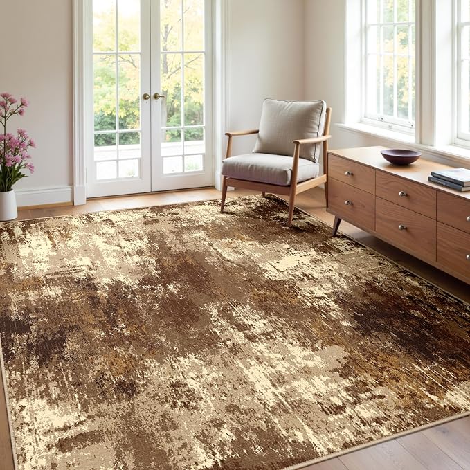 RELEANY Washable Area Rugs 4'x6' Non-Slip Modern Abstract Soft by RELEANY