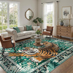 DCX Washable 6x9 Tiger Area Rug, Soft Low Pile Carpet, Kid & Pet Friendly - Image 5