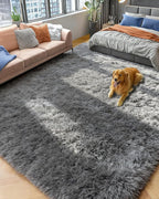 PAGISOFE Grey Fluffy Rugs for Bedroom 4x6 Area Rug Shag Rug for Kids Room Furry by PAGISOFE