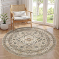 5ft Round Vintage Living Room Area Rug by COTILED