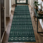 SERISSA 2x6 Kitchen Runner Rug, Washable Non-Slip Dark Green Boho Rug, Soft - Image 2