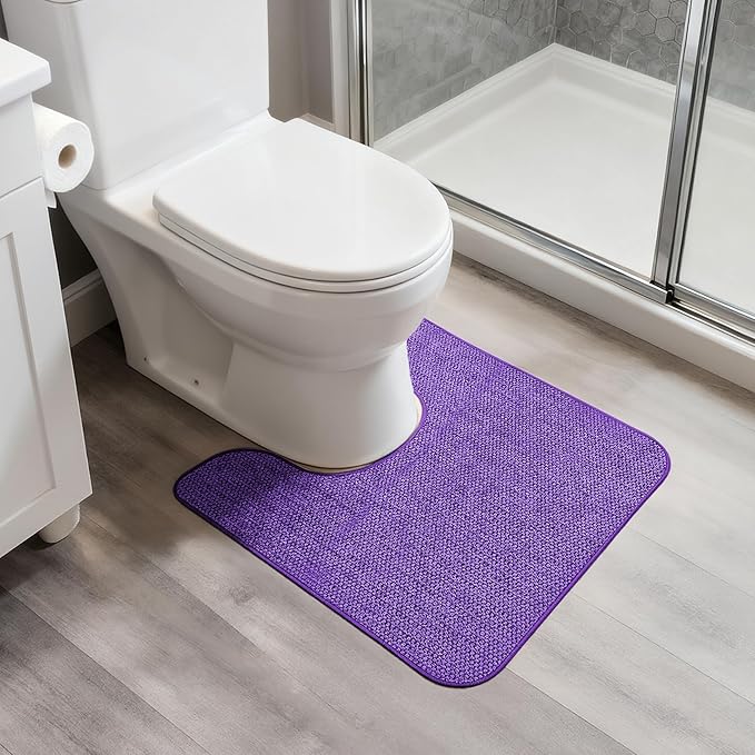 Bosap Toilet Rugs U Shaped Bathroom Rug, Machine Washable Non Slip Quick Dry by BosapDirect