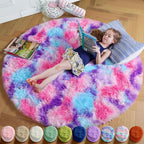 Amdrebio Hot Pink Rainbow Small Circle Area Rug 3Ft by Amdrebio