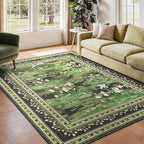 Lessymo Dark Green 5x7 Floral Rugs - Image 2