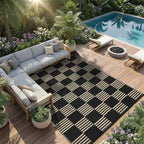 Garvee Waterproof Outdoor Rug 8x10, Checkered Foldable Plastic Straw Patio - Image 7
