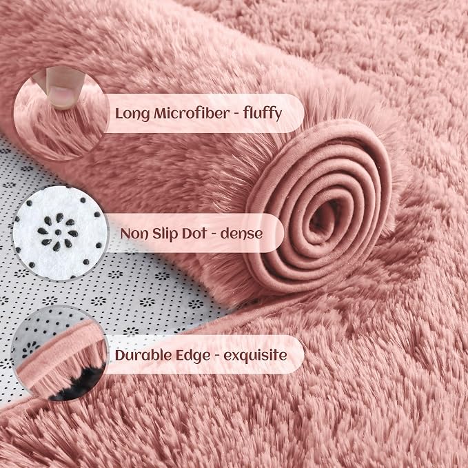 YJ.GWL Fluffy Runner Rugs for Bedroom Living Room Soft Shag Rug 2x6 Feet - Image 4