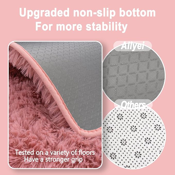 Soft Runner Rugs for Bedroom Hallways, 2x4 Blush Pink Fluffy Shag Throw Area - Image 3
