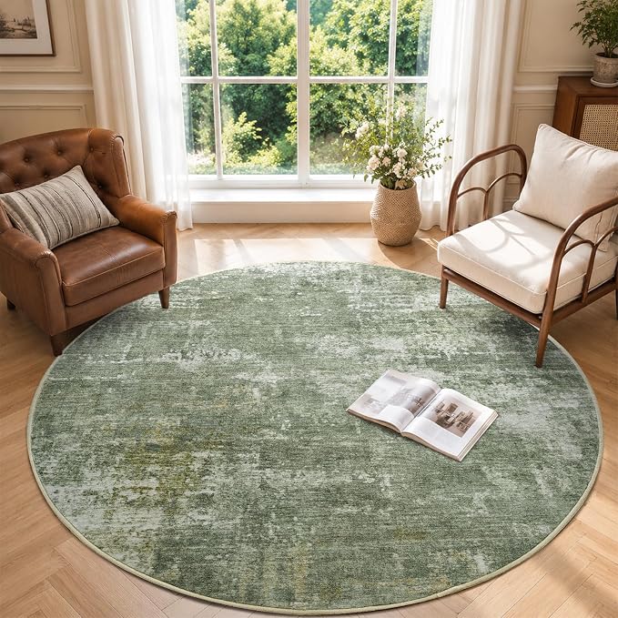 4Ft Round Area Rugs for Living Room, Soft Non-Slip Washable Rugs Modern by Cuzwlovita