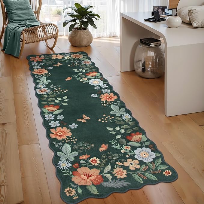 Lahome Floral Hallway Runner, 2X6 Washable Runner Rug Non-Slip, Ultra-Thin Soft by Lahome