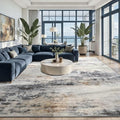 Toneed Abstract Area Rug 8x10 Modern Washable Rug Soft Non Slip Rug Low Pile by Toneed