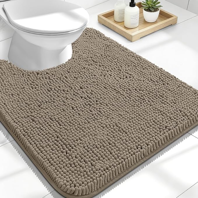 OLANLY Toilet Rugs U-Shaped 24x20, Extra Soft Absorbent Chenille Contour by OLANLY
