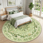 RELEANY Area Rugs Round 10ft Washable Non-Slip, Floral Vintage Distress - Image 2