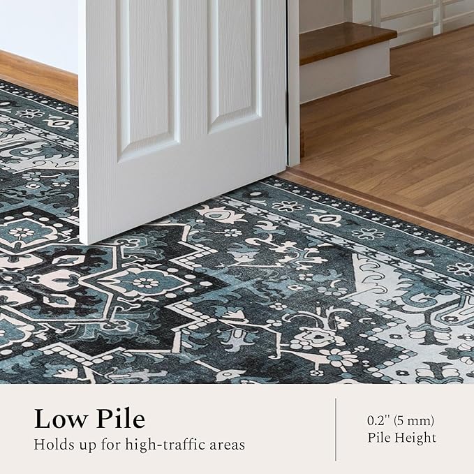 Rugflix 4x6 Area Rugs Machine Washable, Dark Navy Blue Carpet - Image 3