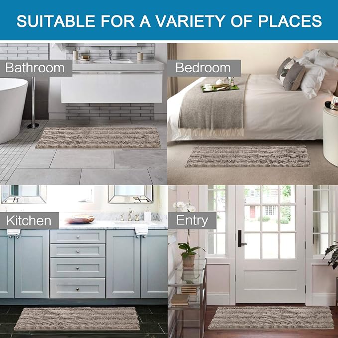 H.VERSAILTEX Bath Rugs for Bathroom Non Slip Bath Mats Extra Thick Chenille - Image 6