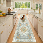 RELEANY Area Rugs Runner 2'x10' Washable Non-Slip, Floral Vintage Distress by RELEANY