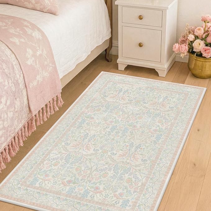 3x5 Washable Area Rugs for Bedroom Non Slip, Soft Laundry Room Mat for Floor by Evyhood