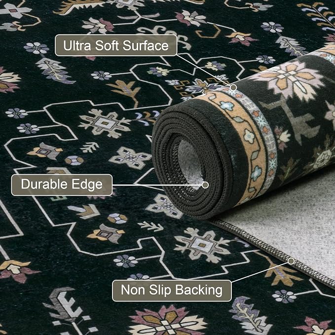 Area Rugs 9x12 Living Room Rug: Washable Rug Soft Vintage Boho Medallion Carpet - Image 7